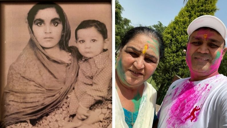 Virender Sehwag and his mother