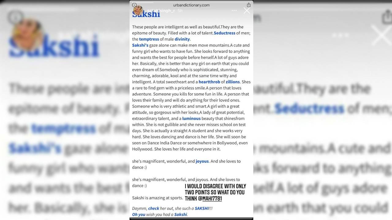 Sakshi Meaning according to Urban Dictionary