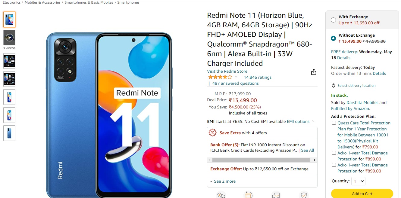 Redmi Note 11 Amazon Offer