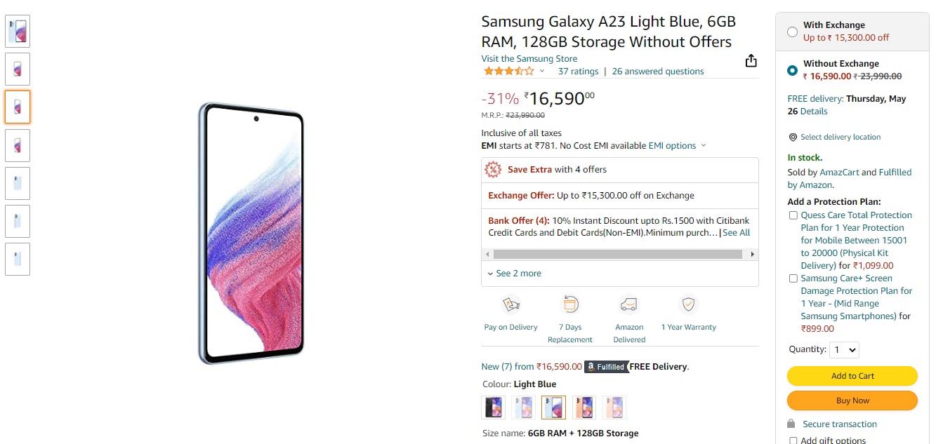 Samsung Galaxy A23 At Rs 1299