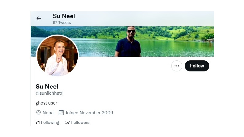 screen shot of sunil chhetri's twitter account