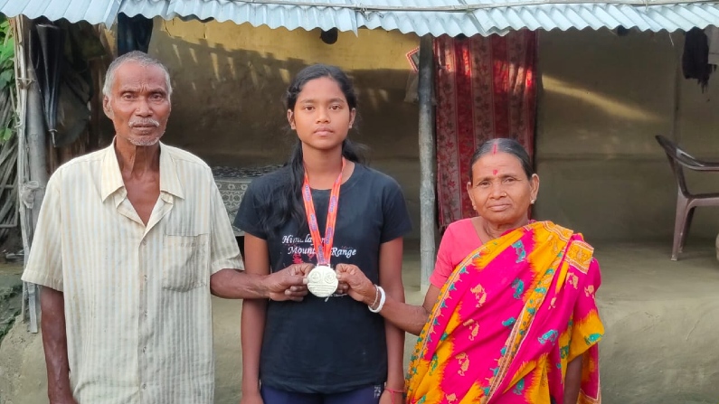 Anupriya Roy with her grandparents